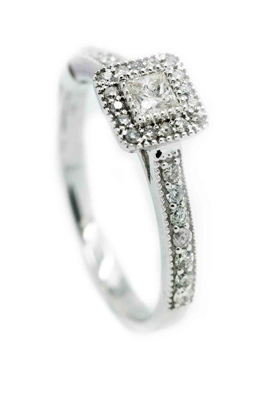 9k WG Diamond ring set 32D=0.35ct & 1PR=0.20ct