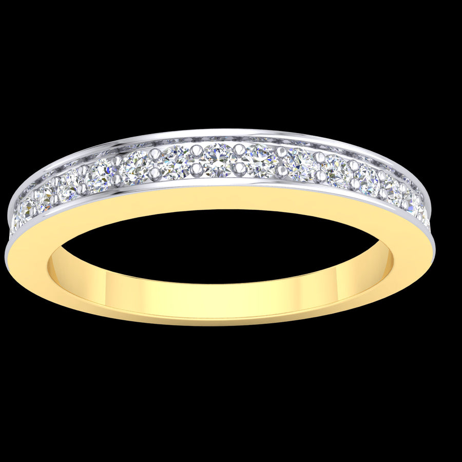 9k YG Wedding Band with 17D=0.16ct Size M