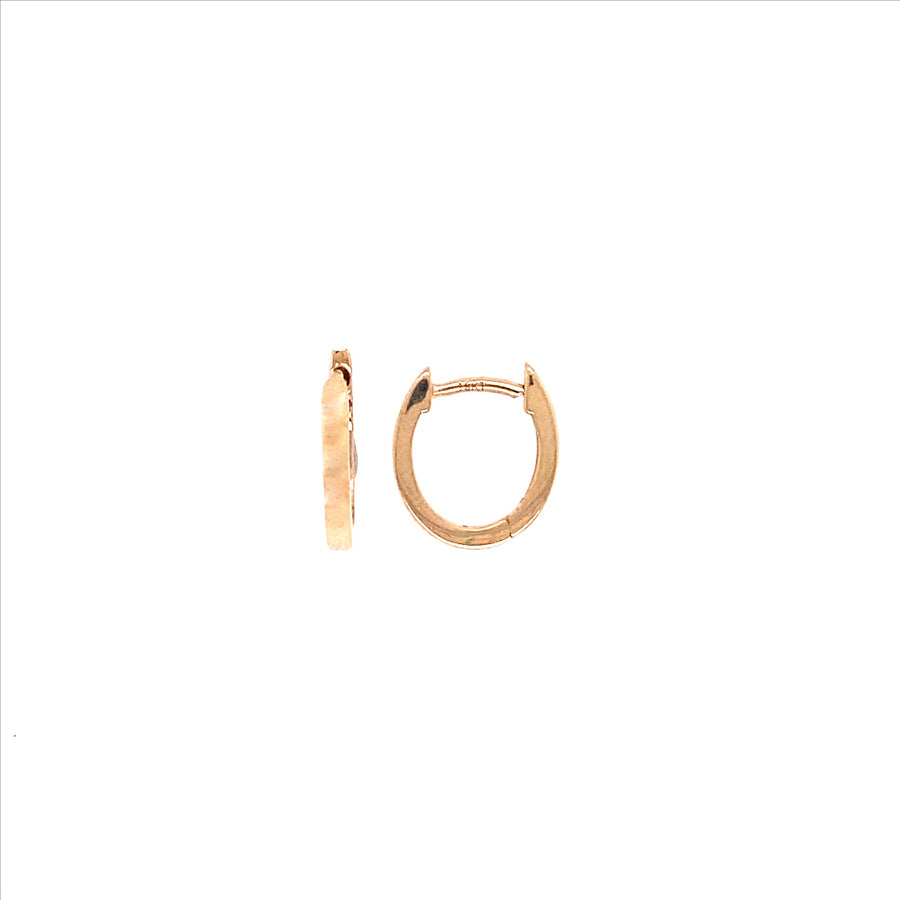 9k YG Oval Huggie Earrings 8x7mm Diameter. 1.7mm Wide