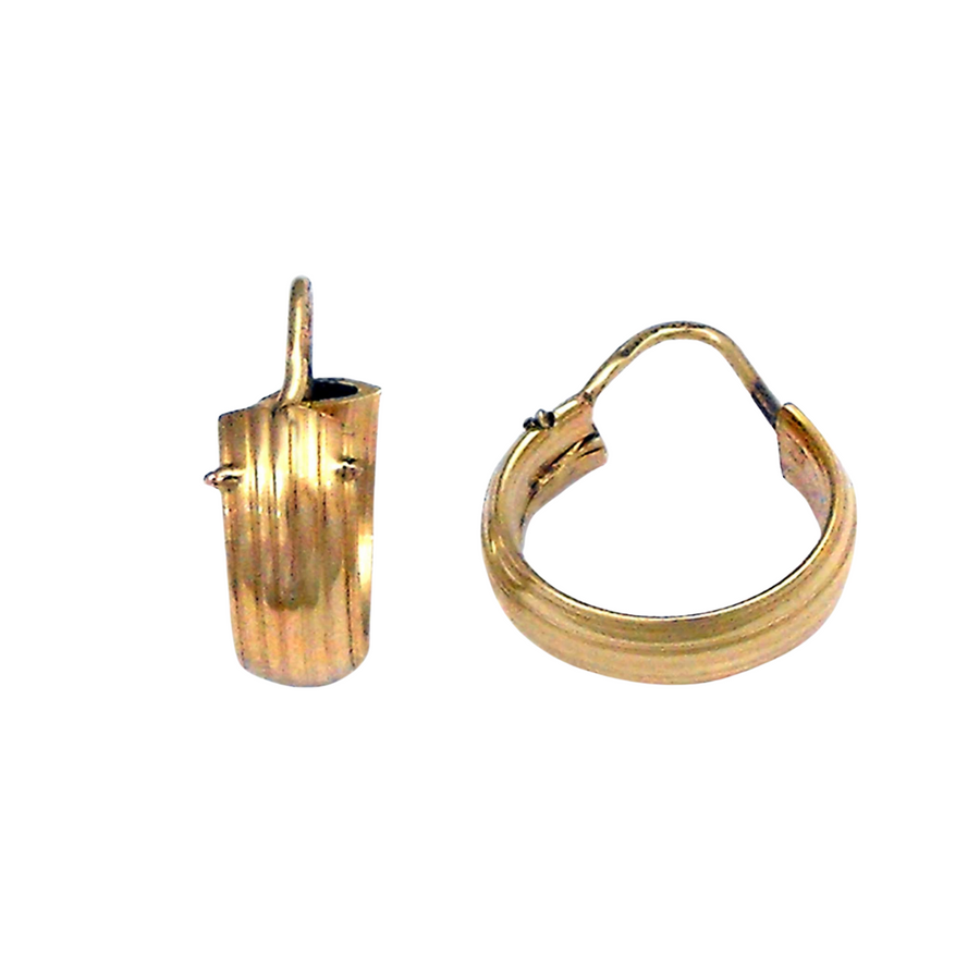 18k YG Italian Round Hoop Earrings 9mm Diameter. Half Round 4.5mm wide Approx 2.3g