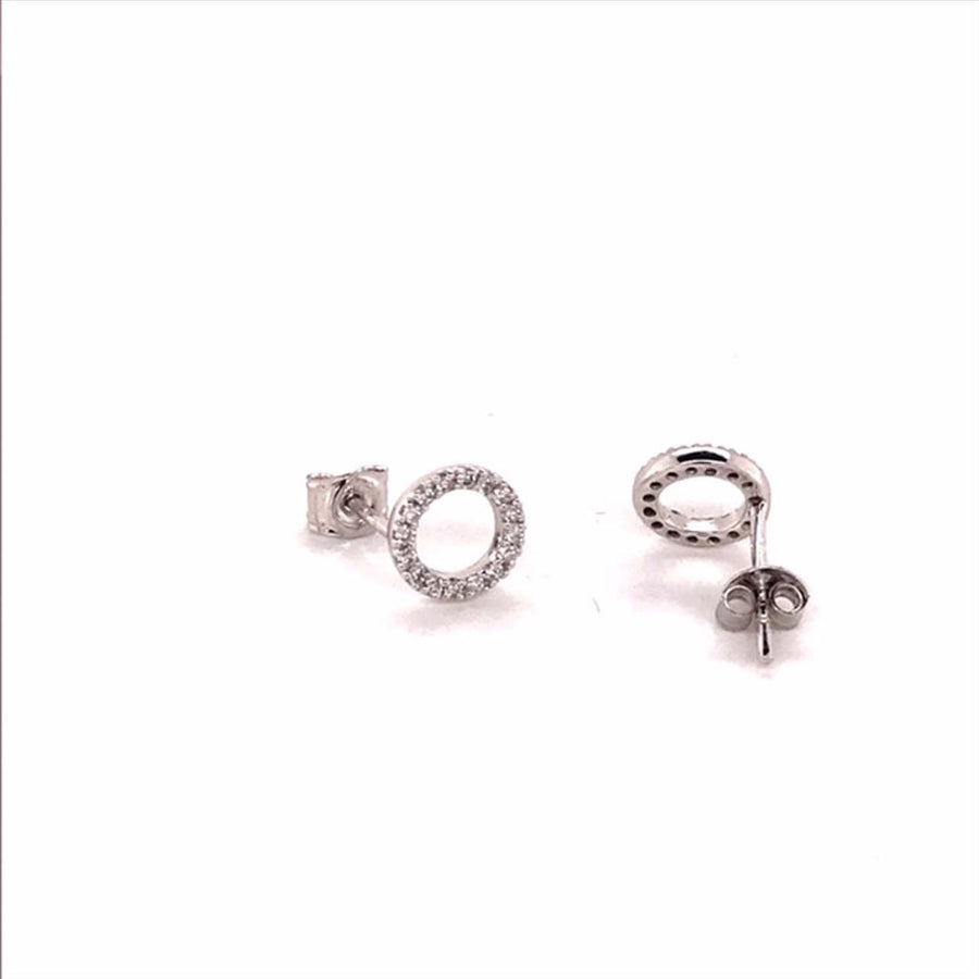 9k WG Diamond Circle Outline Stud Earrings 32D=0.16ct  7.5mm