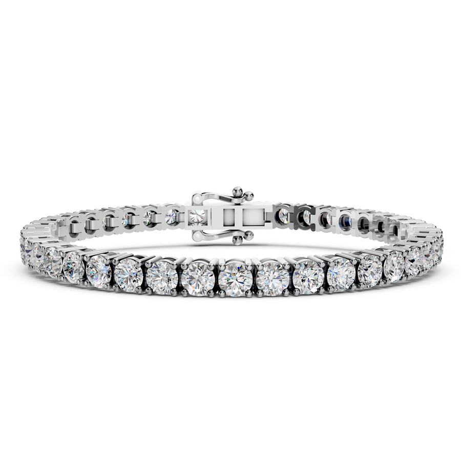 9k WG 3.7mm Wide Lab Diamond Tennis Bracelet 42D=8ct. 18cm with Double Figure-8 Clasp
