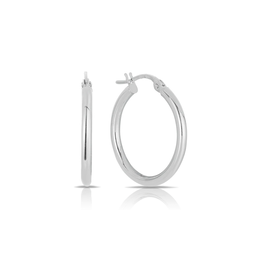 9k WG Oval Hoop Earrings 20x14mm Half Round 3mm Wide