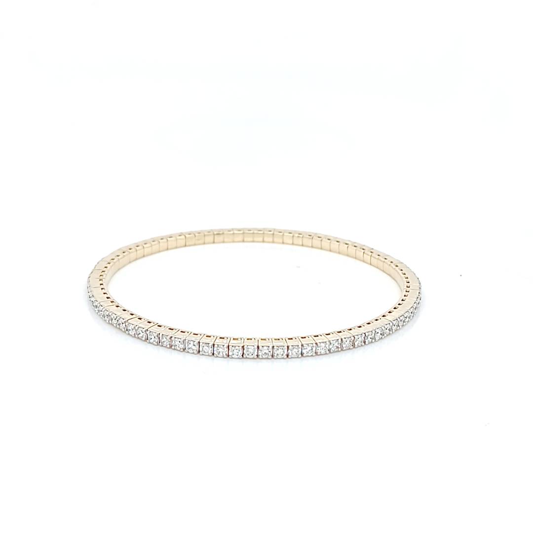 9k YG Expandable Diamond Tennis Bracelet, 80D = 2.5ct, SI1 G. 55mm