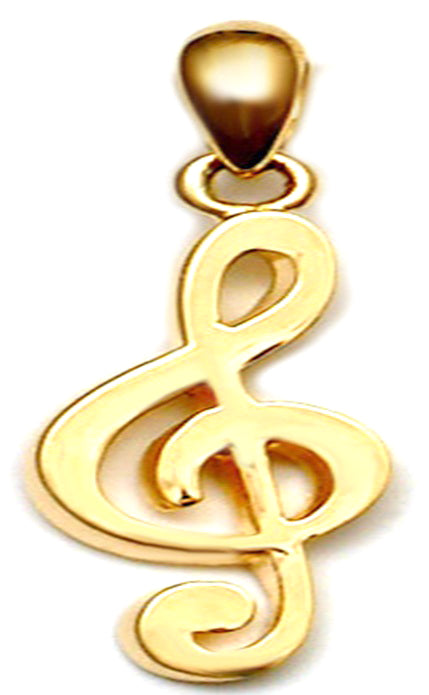 9k YG Music Note Pendant 16x6mm