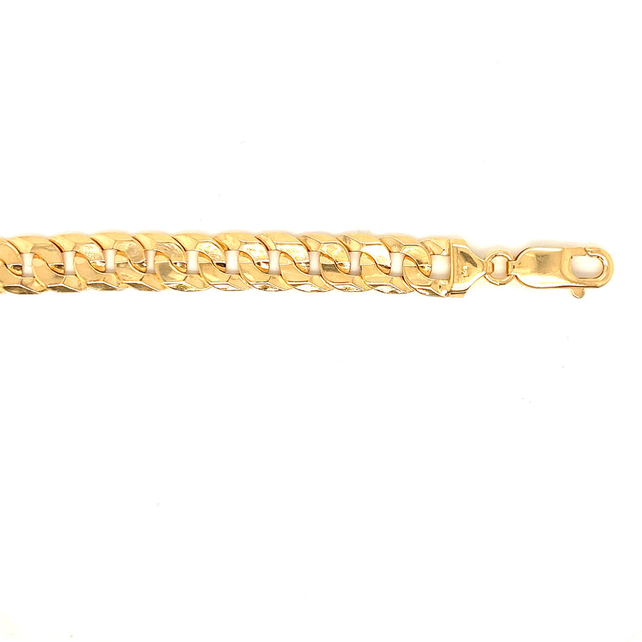 9k YG Italian Solid Flat Diamond Cut Curb Chain 8.75mm wide 60cm . Approx 56.8g