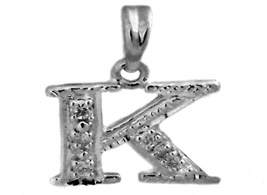 9k WG 0.065ct Diamond Block Letter Pendant (10mm)