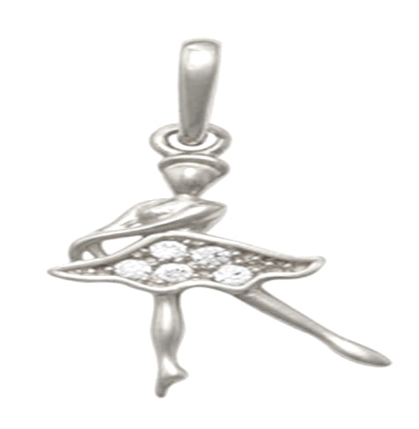 9k WG Ballerina Pendant set with CZ's 12mm x 8mm