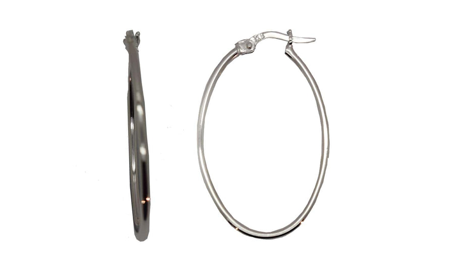 9k WG Oval Hoop Earrings 35x19mm Diameter. 1.8mm Wide