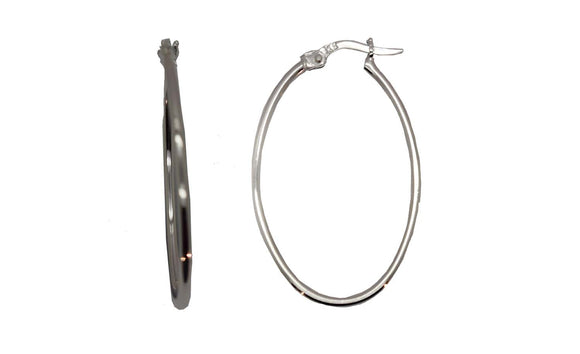 9k WG Oval Hoop Earrings 1.8mm Wide