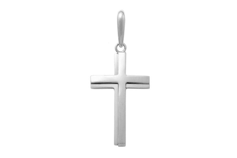 9k WG Italian Cross Pendant 28x16mm