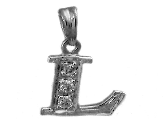 9k WG 0.065ct Diamond Block Letter Pendant (10mm)