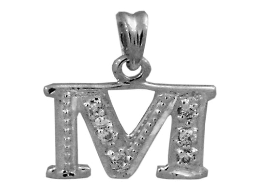 9k WG 0.05ct Diamond Block Letter Pendant (10mm)