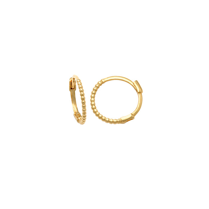 9k YG Round Huggie Earrings 9mm Diameter