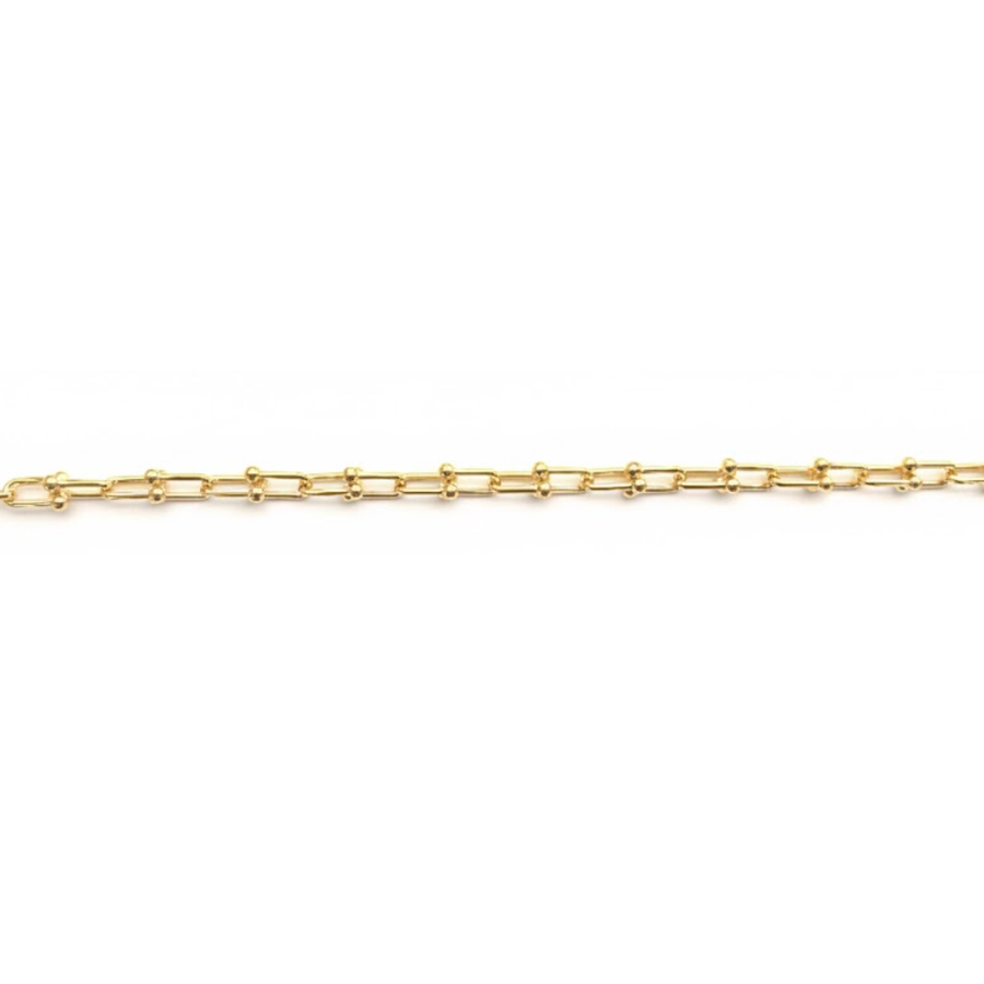 9k YG Hollow Chain & Ball Link Bracelet 8x15mm link  19.5cm