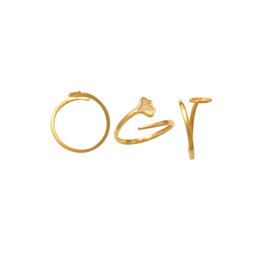 9k YG Ginko Leaf Ring. Size K