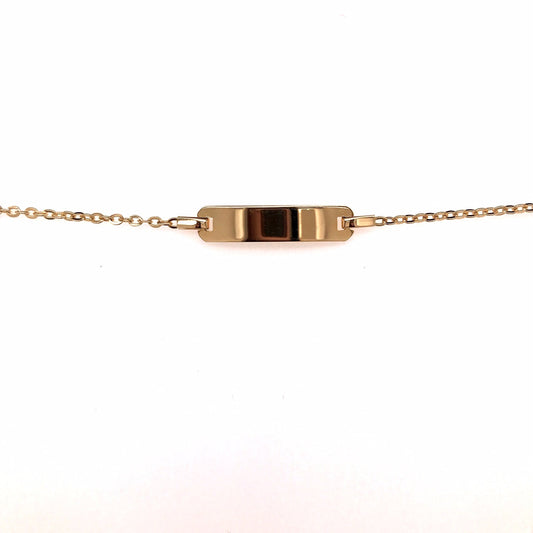 18k YG Italian Solid Oval Link ID Bracelet 1.7mm wide 17cm (O ring at 15cm). Approx 2.30g.