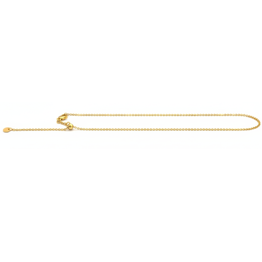 9k YG Italian Solid Curb Chain 1.4mm wide 65cm Adjustable . Approx 3.8g
