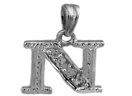 9k WG 0.05ct Diamond Block Letter Pendant (10mm)