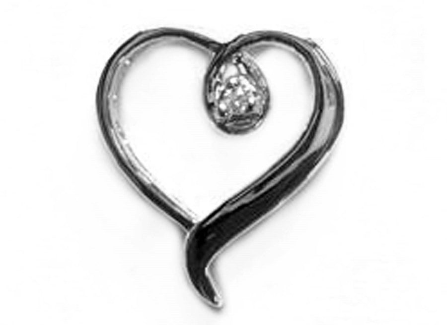 9k WG Diamond Heart Pendant 1D=0.015ct Claw Set . Meas. 14mm x 12.5mm