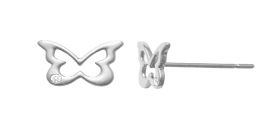 9k WG CZ Butterfly Stud Earrings with CZ 8x5.8mm