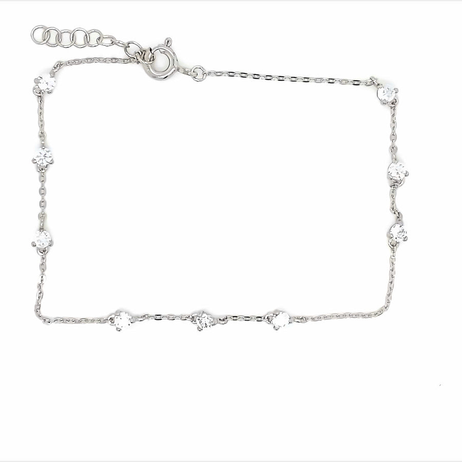 9k WG 9xCZ Pendant with Oval Link Chain 45cm with O-Ring at 42cm