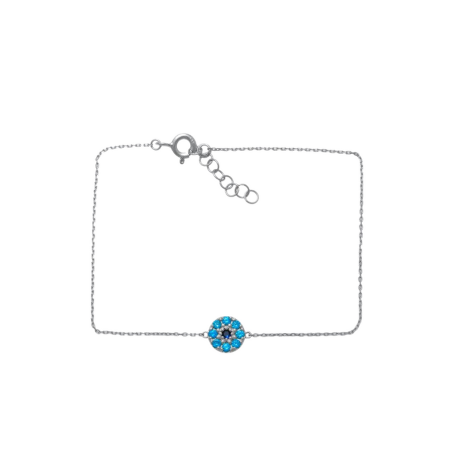 9k WG CZ Circle Pendant with Oval Links Bracelet 19cm Incl 2cm adjustable links