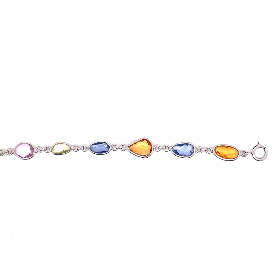 18k WG Multi Sapphire Rosecut Chain 45cm. Gross weight 10.5g, Sapphire weight 24.05ct.