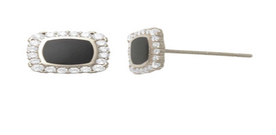 9k WG CZ and Epoxy Square Stud Earrings 7.5mm