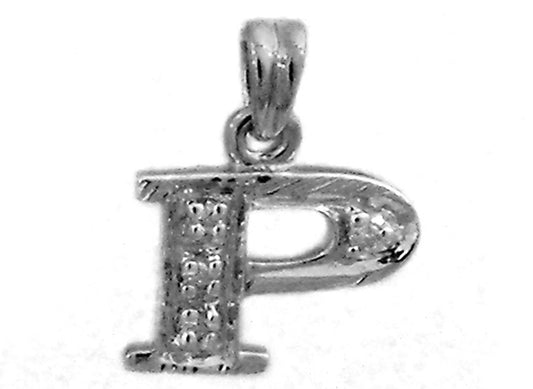 9k WG 0.05ct Diamond Block Letter Pendant (10mm)