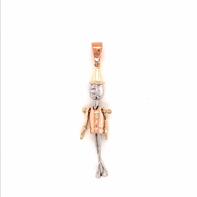 9k 3T Solid Pinocchio Pendant 30mm