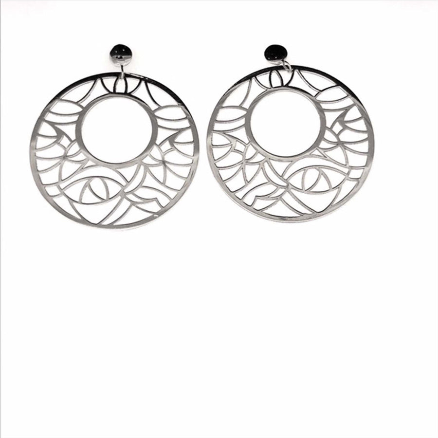 9k WG Diamond Circle Stud Earrings Meas. 26mm