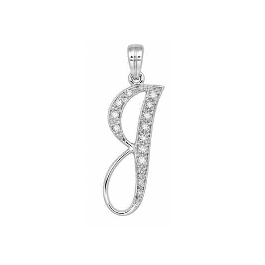 18k WG 0.06ct Diamond Script Letter Pendant (20mm)