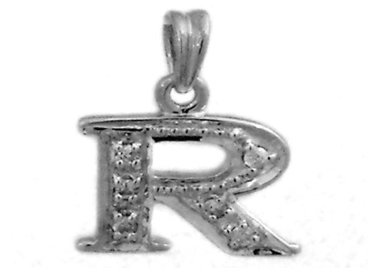 9k WG 0.05ct Diamond Block Letter Pendant (10mm)