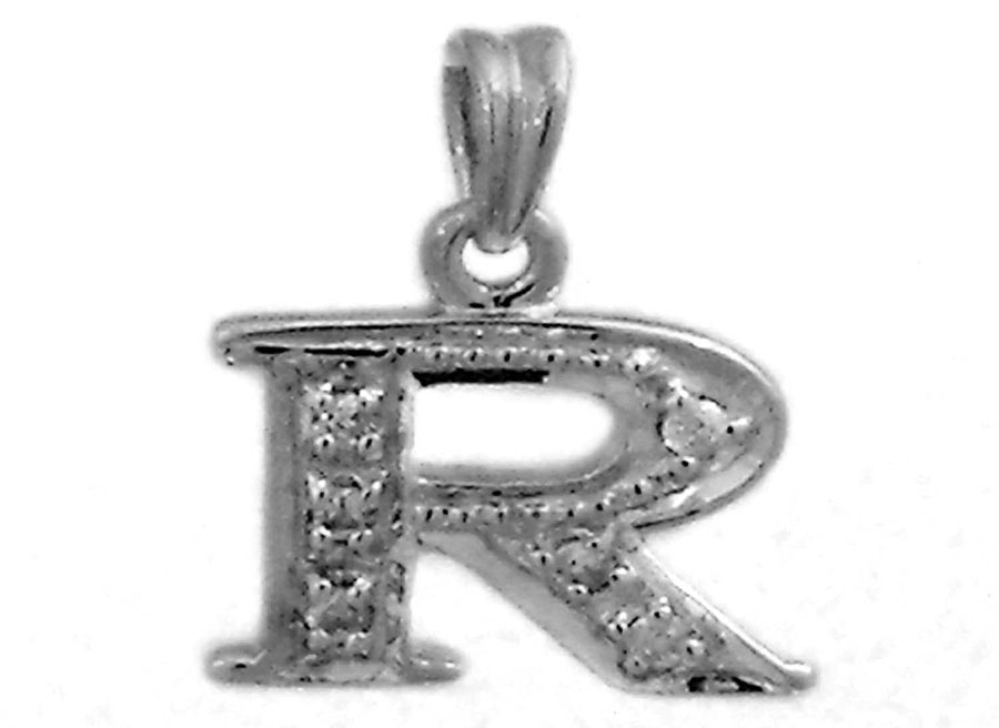 9k WG 0.05ct Diamond Block Letter Pendant (10mm)