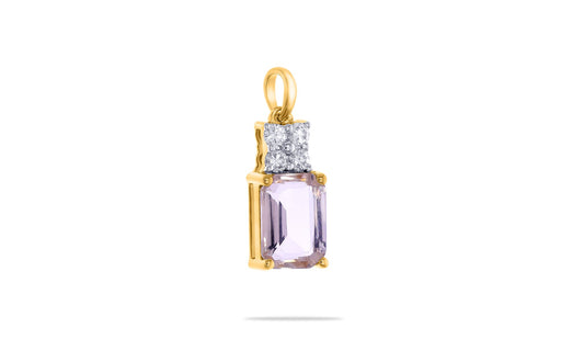 9k YG Diamond and Morganite Pendant, 4D = 0.09ct and 7x5mm MRG = 0.90ct