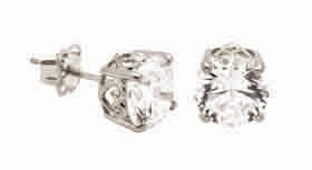 WG CZ 4 Claw Brilliant Cut Stud Earrings