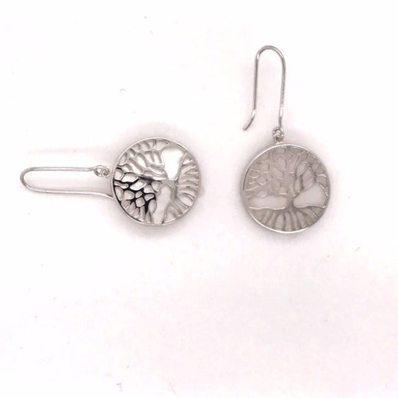 925 Tree of Life Shepherd Hook Earring with Mother of Pearl 16mm.