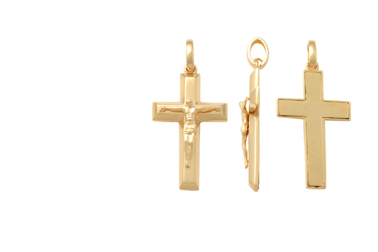 18k YG Bevelled Edge Crucifixion Pendant (21x15mm)