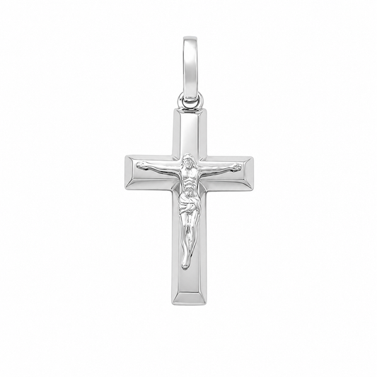 Bevelled Edge Crucifixion Pendant (17x10mm)