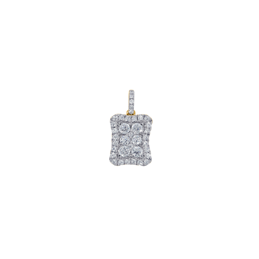 9k YG Elongated Cushion Diamond Pendant with Diamond Bail. 37D = 0.43ct. Meas. 10x8mm