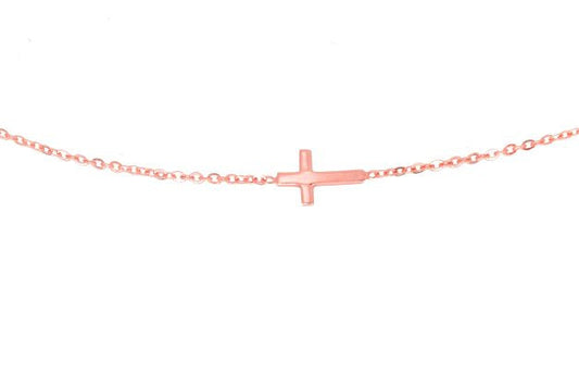 9k RG Italian Solid Oval Link with Cross Bracelet 1.3mm wide (priced per gram)