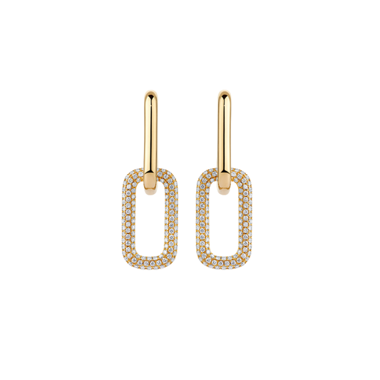 9k YG Paperclip Diamond Drop Huggies 204D Approx 0.79ct, 27x11.25mm