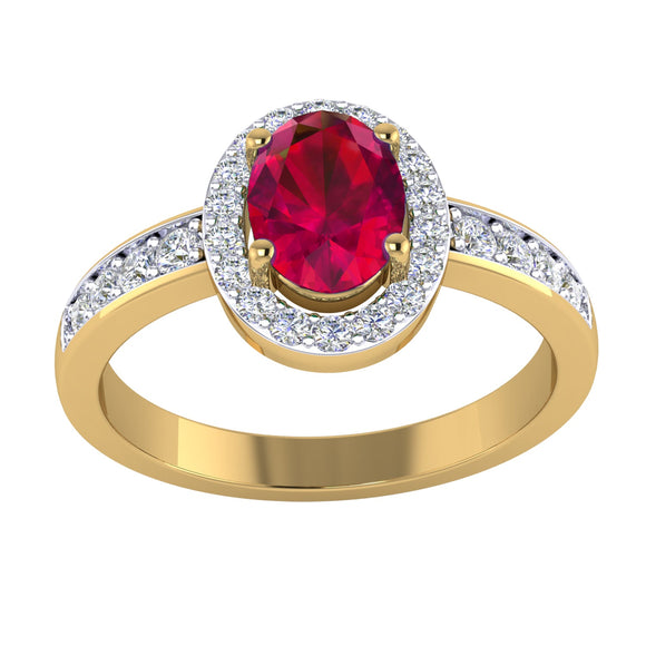 9k YG Ruby & Diamond Ring