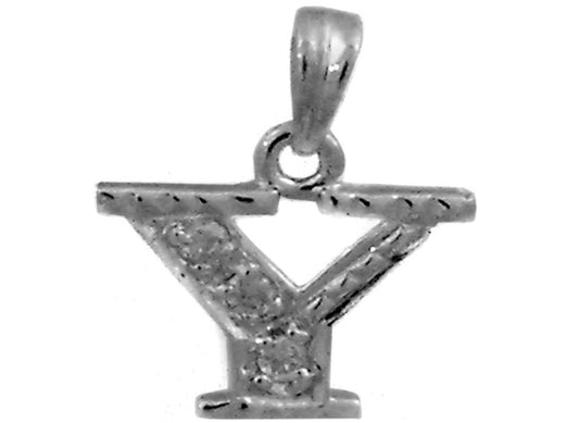 9k WG 0.06ct Diamond Block Letter Pendant (10mm)
