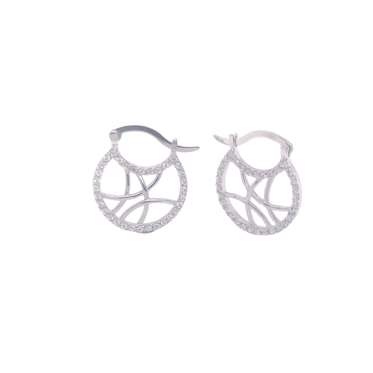 925 Circle Hoop Earrings set with CZs.