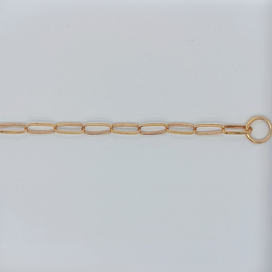 18k YG Hollow Square Edge Paperclip Bracelet 4.6mm wide with FOB, 18cm. Approx 3.49g