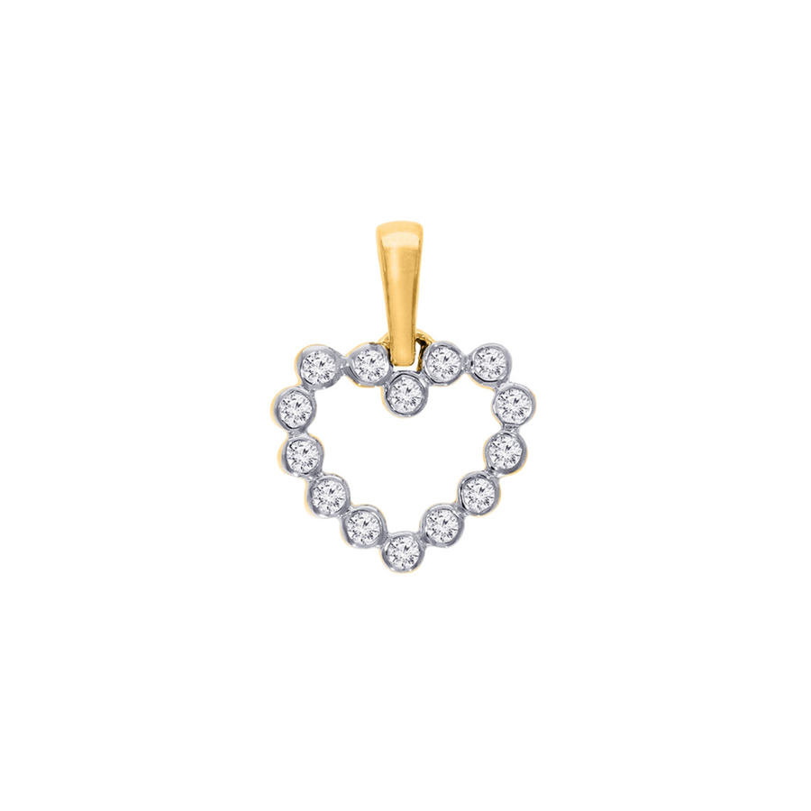 9k YG Diamond Bezel Set Heart 14D=0.07ct. Meas.10mm