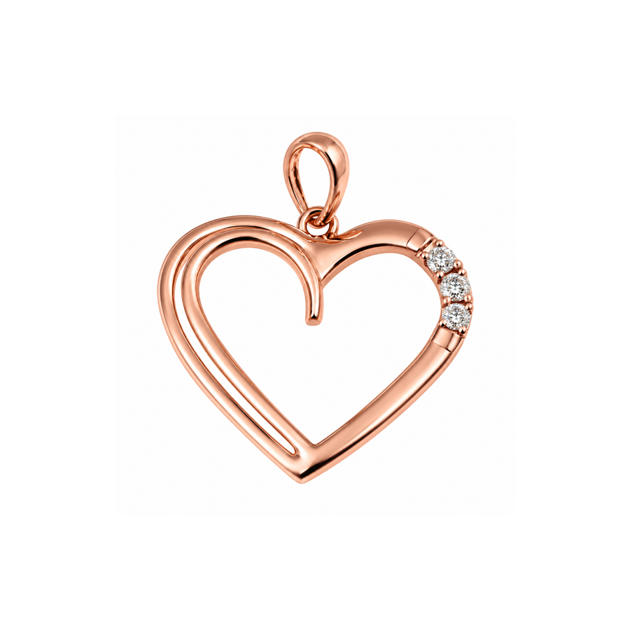 9k RG Diamond Heart Pendant (18mm)