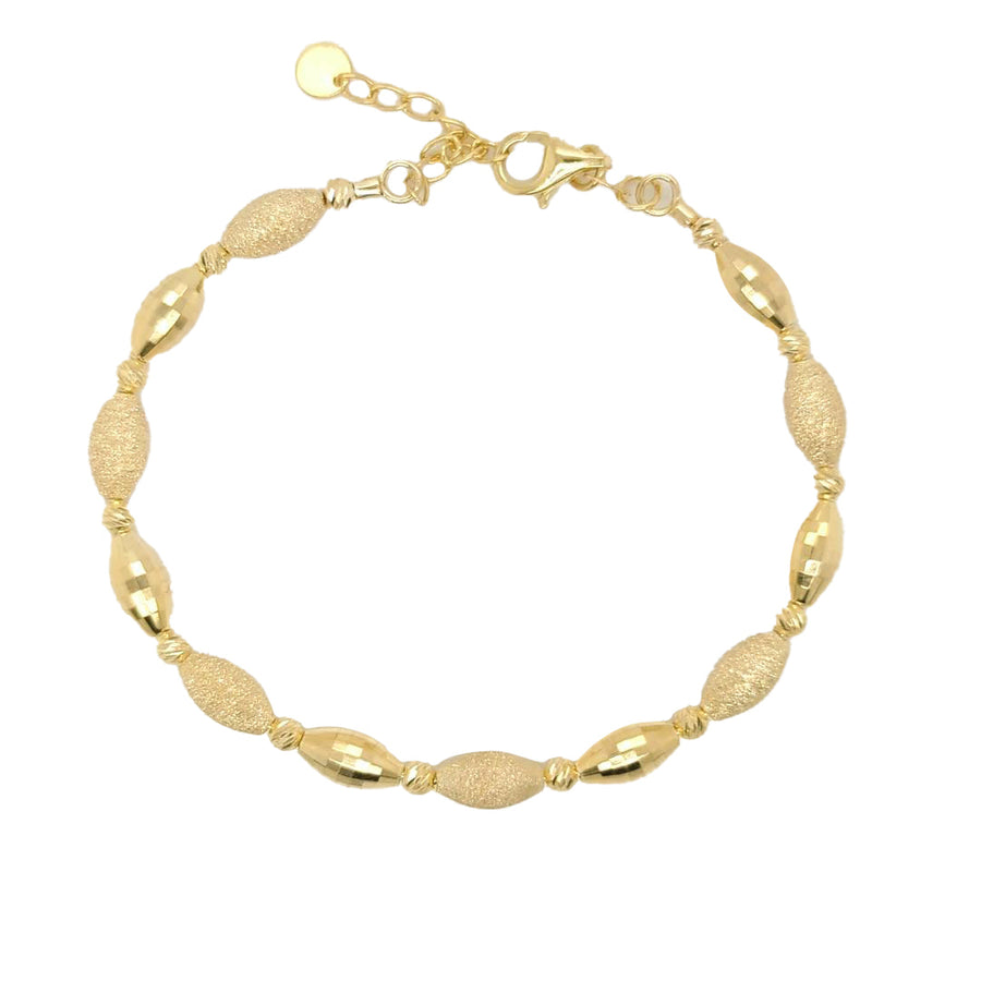 9k YG Oval Bead Bangle 1x Faceted 1 x Stardust with Parrot Clip. 5.1mm 60x52mm with 3cm adjustable link. 5.1mm